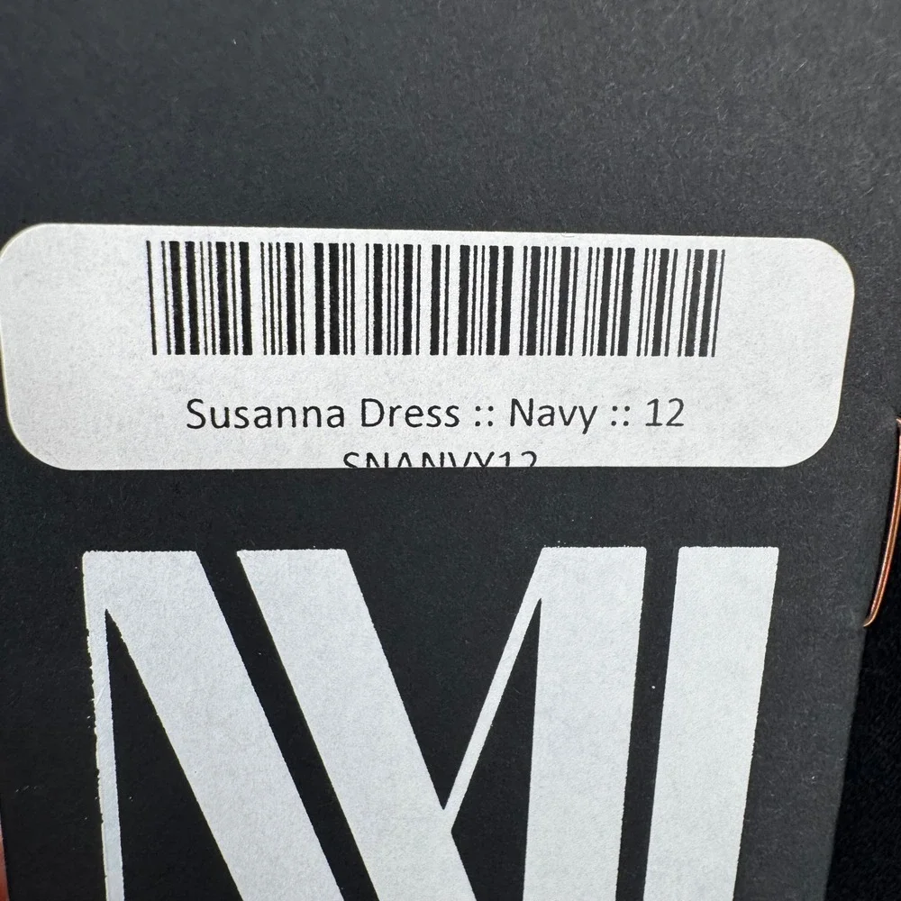 NEW MM LaFleur Susanna Dress‎ Womens 12 Navy Blue Short Sleeve Sheath Boat Neck
